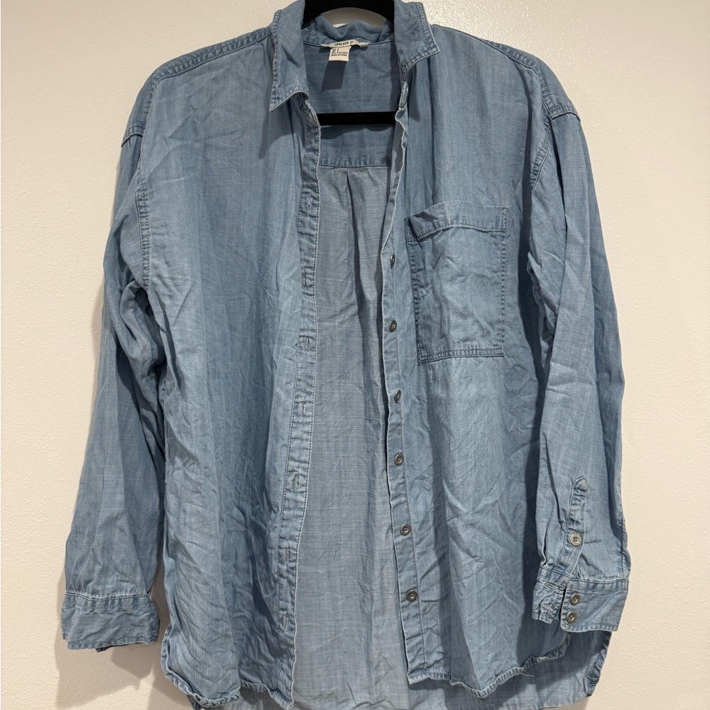 Forever 21 Light Wash Denim Shirt